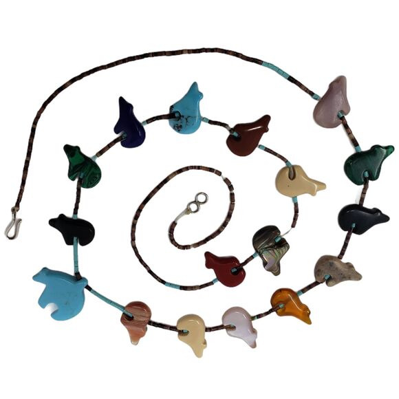 Native American Zuni Bear Totem Fetish Necklace Vintage Animal Natural Stone - Picture 3 of 12